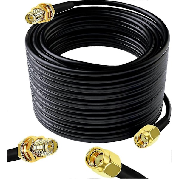 10m RP-SMA WiFi Antenne Forlengelseskabel (Svart)-Perfet