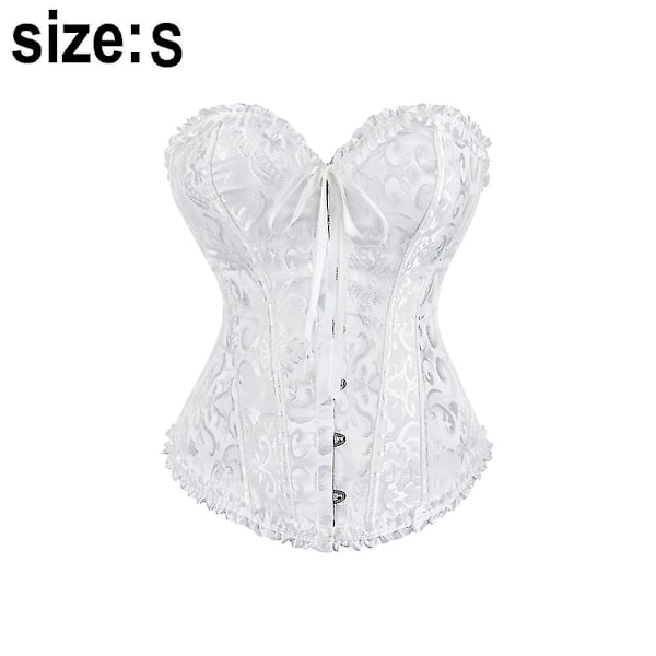 Kvinnors Snörning Benad Överbyst Korsett Bustier Lingerie Bodyshaper Topp Prinsessa Korsett - Vit Vit-xs-Perfet White -S