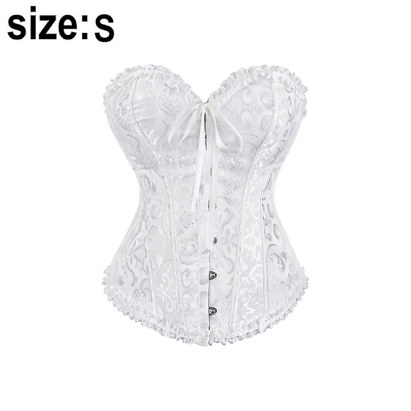 Naisten pitsillä kiinnitettävä luu-overbust-korsetti bustier alusvaatteet body shaper top prinsessakorsetti - Valkoinen Valkoinen-xs-Perfet White -S