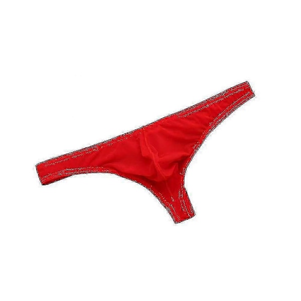 Herr Enfärgade Stringtrosor Ultratunna Andningsbara Låg Midja Mjuka Underkläder-Perfekt Red XL