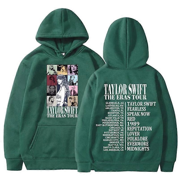 Unisex Hoodie Taylor The Eras Tour - Pojk- och Flicksweatshirt, Midnight Album Swift Print, Dam- och Herrkläder, Huvtröja - Perfekt Green M