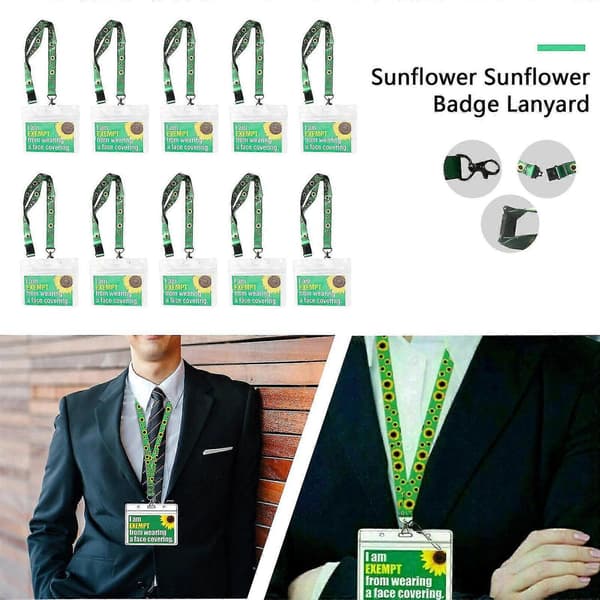 10 st Halsband Solros Snodd med Säkerhetsspänne + Plast Id-brickahållare-Perfet