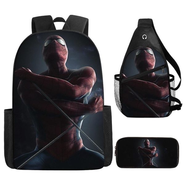 Spiderman børneskoletaske vandtæt tegneserie skoletaske grundskoletaske rygsæk i tre sæt - Perfet Style4