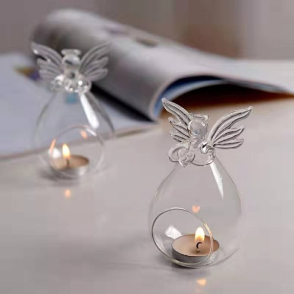 2 stk Angel glass telysholder Home Party decor Candl Transparent- Perfet Transparent 2pcs