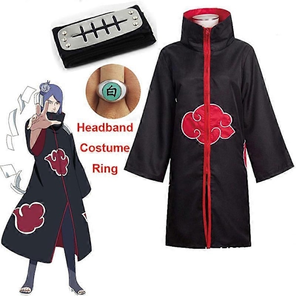 Harajuku Cosplay Uchiha Itachi Cosplay Kostym Huvudband Halsband Ring Kunai Deida Rafei Halloween Kostym Pojkar och Flickor Pain Cape - Perfekt Tobi M