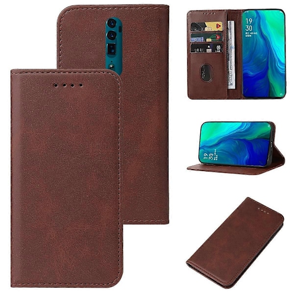 Kompatibel med OPPO Reno 10x Zoom Magnetisk Stängning Läder Telefonfodral - Perfekt Brown