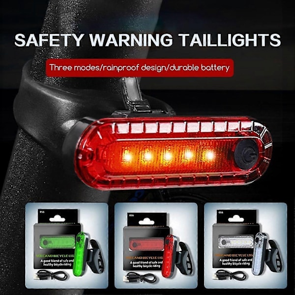 LED Sykkel Baklys USB Oppladbart Sykkel Baklys Vanntett Sykkellampe med 4 Moduser Kompatibel med Nattsykling-Perfekt Red OPP Bag