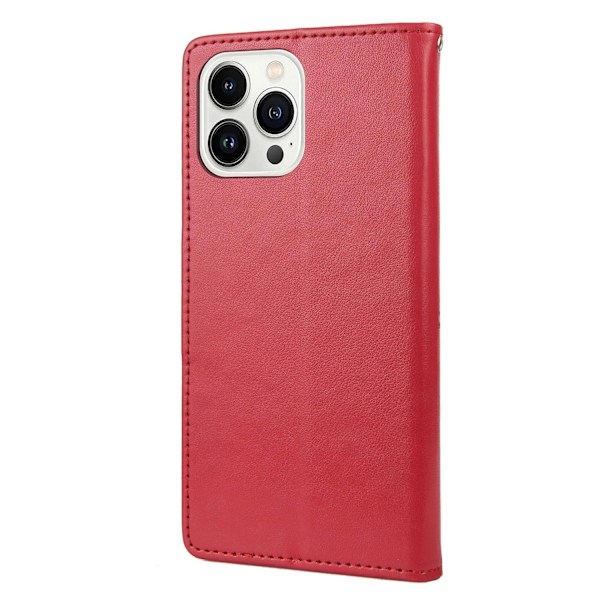 Fjärilsblomma PU-fodral Kompatibelt med iPhone 14 Pro-Perfet Red