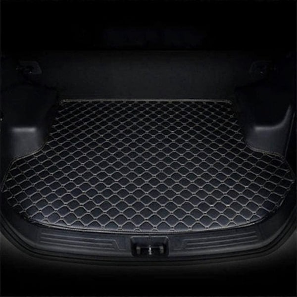Bil Læder Bagagerumsforing til Volvo XC60 2015-2017, Bagagerums Cargo Mat Anti-Slip Beskyttelsesbakke Beskyttelsesgulvtæppe Interiør Tilbehør, Sort -Perfet C Black Beige