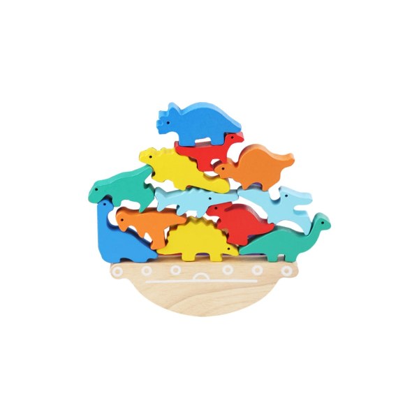 Montessori-lelujen pinoaminen Moottoritaitojen koulutus Puiset rakennuspalikat Lahja 2+ dinosaurukset - Perfet Colourful
