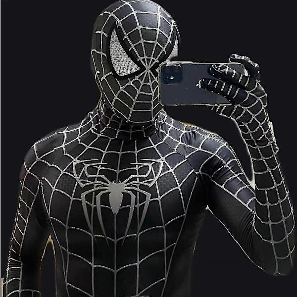 Halloween Mænds Sort Remy Spiderman Cosplay Kostume Venom Symbiote Remy Dragt Zentai Bodystocking Voksen-Perfekt Hood Detachable XL