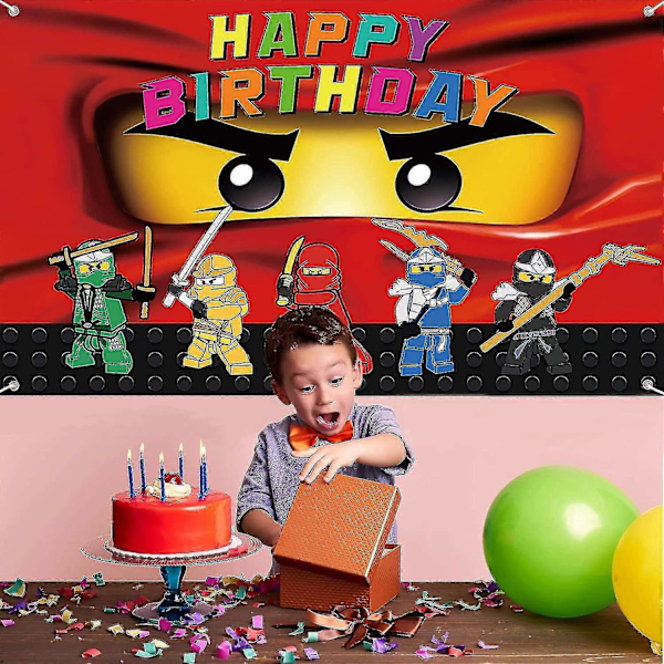 Ninja Födelsedagsfesttillbehör Ninja Tema Bakgrundsdekorationer Barnens Grattis På Födelsedagen Banner Födelsedagsfest Dekorationer Pojkar - Perfekt