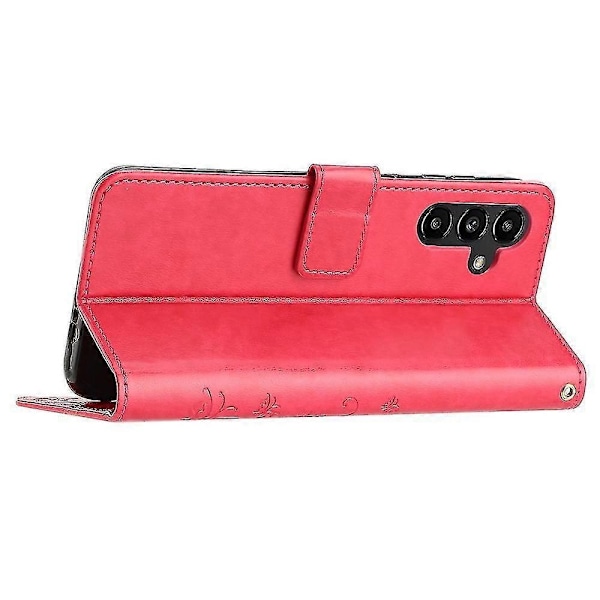 Kompatibel med Samsung Galaxy A55 5G Sommerfugl Læder Etui Telefon Cover med Stand Wallet-Perfet Red