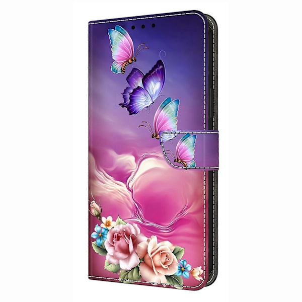 Yhteensopiva Samsung Galaxy S25 Lompakkokotelon kanssa, kuvioitu, seisontatuellinen nahkainen suojakotelo - Floral Butterfl-Perfet Floral Butterfly