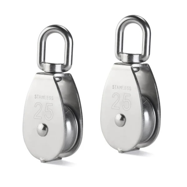 Single Pulley 2-pack 304 rostfri remskiva M25 lyftremskiva silver - Perfet