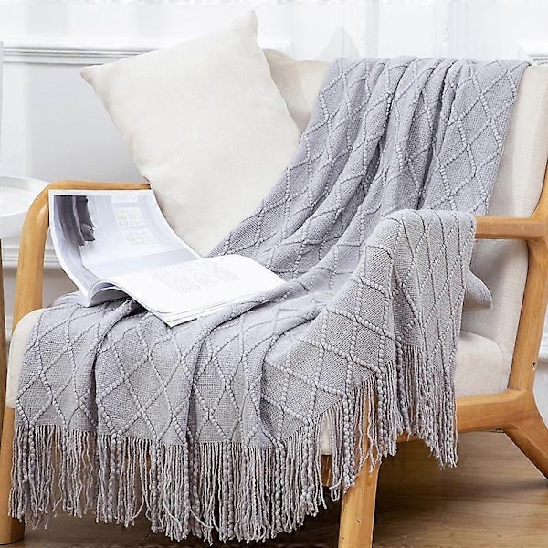 Myk Strikket Teppe, Sofateppe - Perfekt Light grey 130*240cm