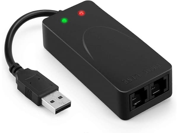 USB 56K Röst Fax Data Extern V.90 V.92 Modem med Dubbla Portar, Kompatibel med Windows 98SE/2000/ME/XP/Vista/Win 7/Win 8/Win 10 Support-Perfet