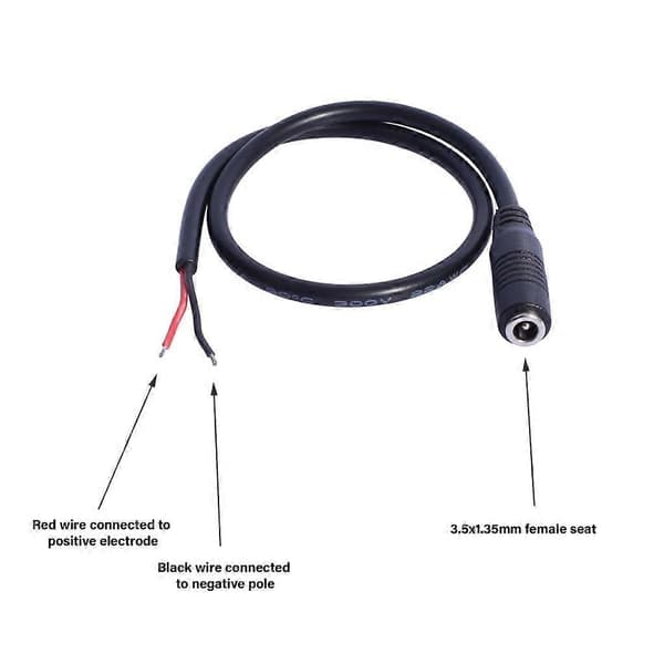 3,5 mm x 1,35 mm DC5V Strømkontakter Hunnplugg Pigtail 30 cm - Perfekt