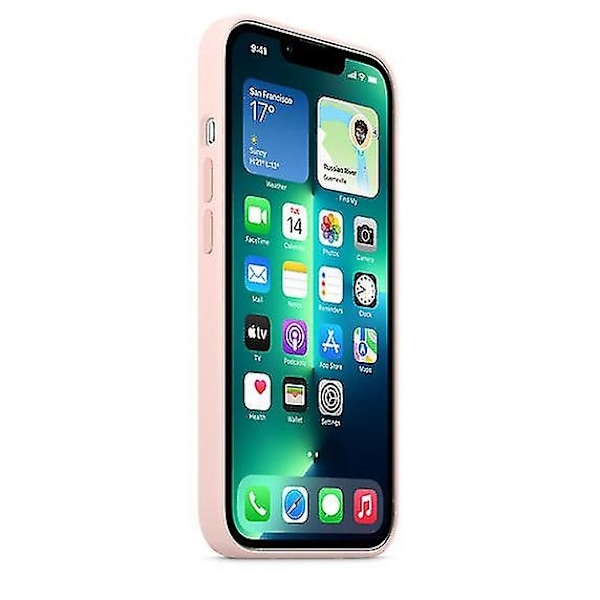 Silikonipuhelinkotelo, yhteensopiva iPhone 13 Pro 13pro-Perfet -mallin kanssa Chalk Pink