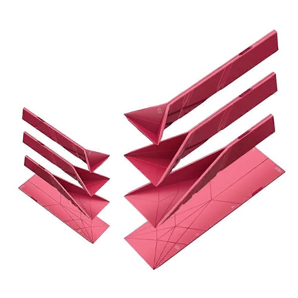 Polygonal Flat 3-i-1 Mätningssked, 2 Skedar, 6 Olika Storlekar - Perfekt Red