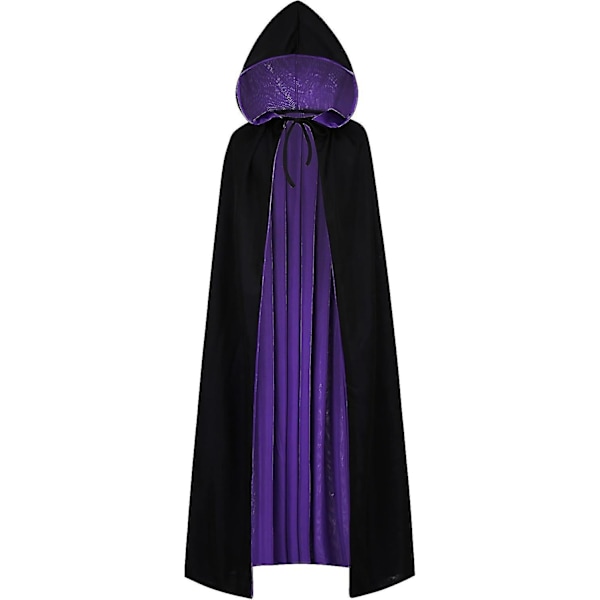 Dobbeltsidig Kappe til Voksne og Børn, Påske Halloween Jul Kappe Maskerade Vampyr Hexe Troldmand Cosplay Kappe - Perfekt Black Purple 120cm