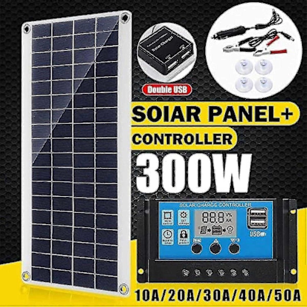 300W 12V aurinkopaneelisarja akkulaturi 300 wattia 12 volttia Off Grid -järjestelmä 10A-60A ohjaimella - Täydellinen