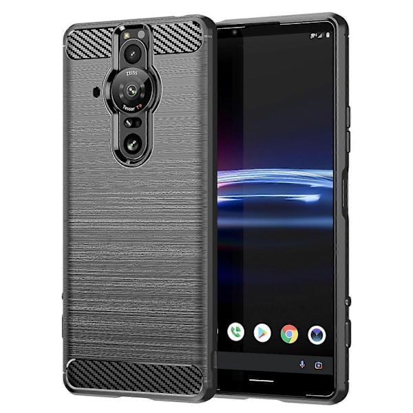 Yhteensopiva Sony Xperia Pro-I Harjattu hiilikuitukuvio TPU-puhelinkotelo - Perfet Black