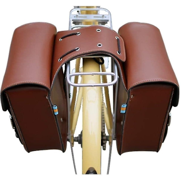 Cykeltasker Retro Læder Cykel Bagagebærer Taske - Perfet Brown