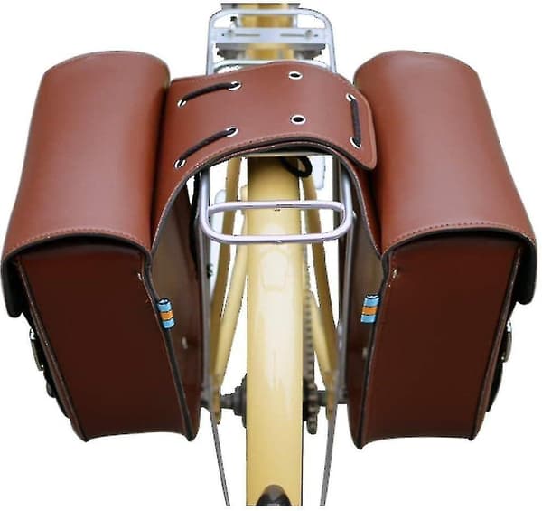 Cykelväskor Retro Läder Cykel Bakre Pakethållare Väska - Perfet Brown