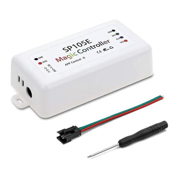 2 stk. SP105E Lyslistkontroller Mobiltelefon Smart Bluetooth Fargekontroller LED Fullfarge Con-Perfet