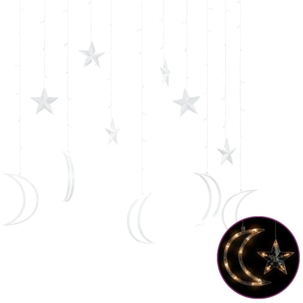 Lysgardin stjerner og måner fjernbetjening 138 LED varm - Perfet white