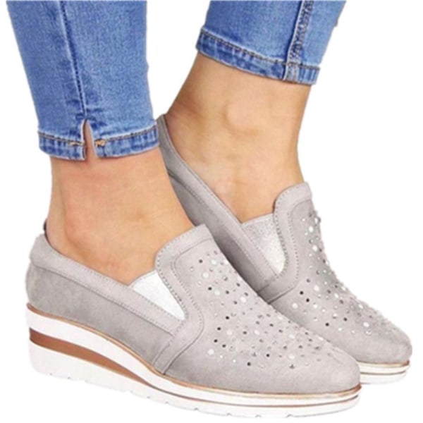 Dam strass paljetter kilklack tunna skor Casual sneakers Grey 39 cd6a |  Grey | 39 | Fyndiq