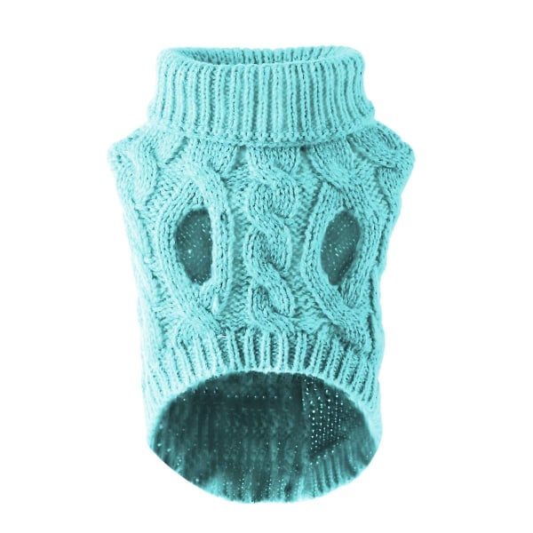 Pet Dog Turtleneck strikket genser Vintervarmer Fortykningsgenser Strikket heklet frakk Klær for liten middels stor hundevalp - Perfet Blue S