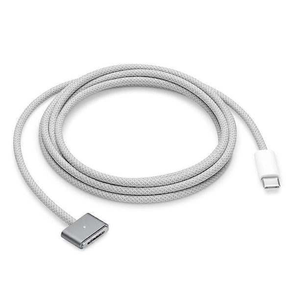 Kompatibel med MacBook 2m 140W Kompatibel med MagSafe 3 Flätad Sladd USB-C till Magnetisk Laddningskabel - Perfet Grey