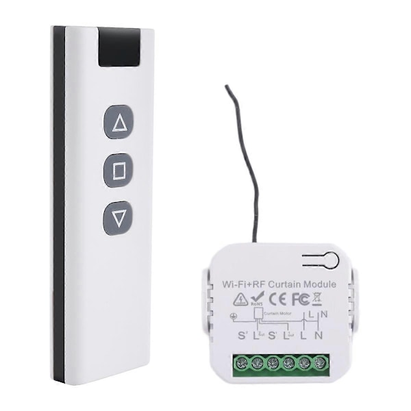 Tuya Smart Life WiFi 433MHz Persiennebryter med RF-fjernkontroll for elektrisk rulleskoddekontroll, -Perfet