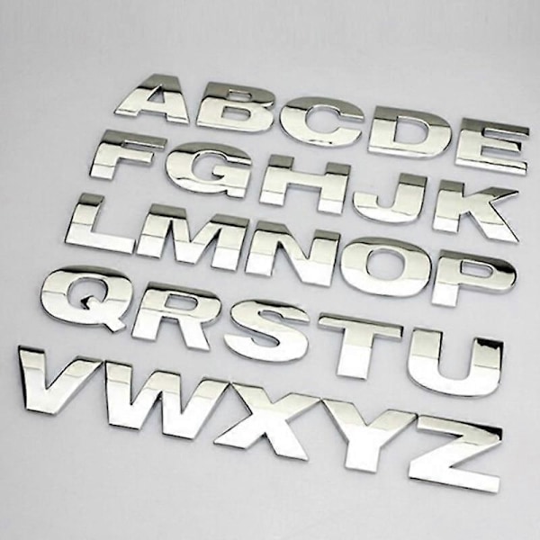 3D Metal Alfabet Sølv Badge Krom Sølv Bogstaver Tal Logo Bil Klistermærker Biler Klistermærker - Perfekt O