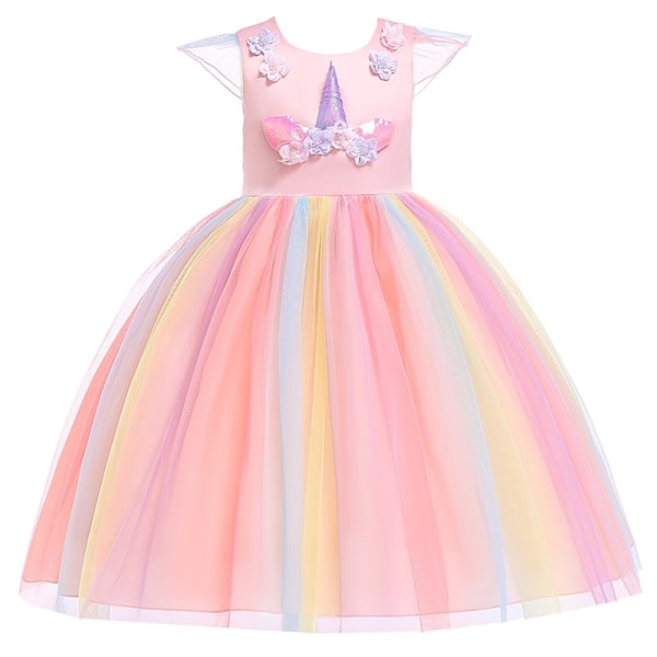 Kids Unicorn Klänningar Prinsessklänning För tjejer Klänning Unicorn - Perfet pink 130cm