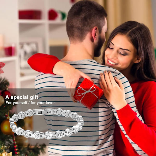 Magnetiske armbånd, sunde magnetiske armbånd til smertelindring af gigt Magnetiske armbånd til mænd, kvinder (hvid) - Perfet white diamond