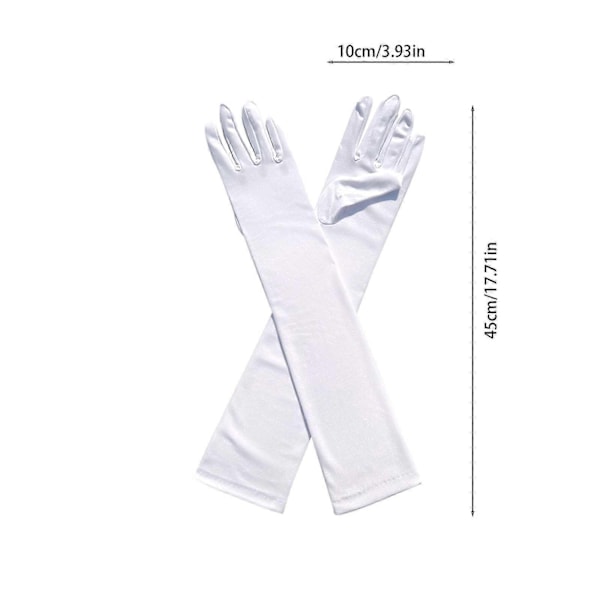 Voksen Over Albue Stretch Lange Spandex Opera Hansker - Perfekt WH