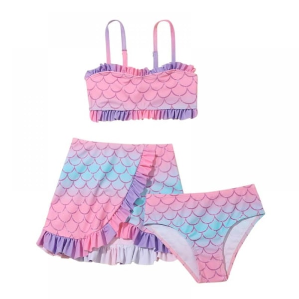 SYNPOS 2-10T piger 3-delt bikini badetøj Børn Havfrue Tankini badedragt sommer strandsæt - Perfet pink 2-4years