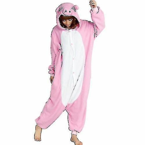 Halloween Unisex Onesie Kigurumi Fancy Dress Puku Hupparit Pyjama Sleep Wear-9-1 - Perfet Pink Pig XL for 180-190cm