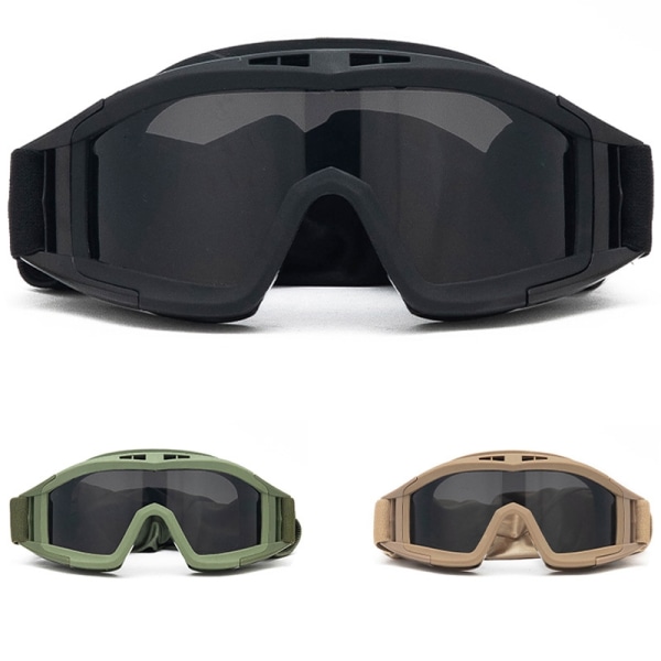 1sett Tactical Goggles Military Solbriller 3Len Army Motorsykkel - Perfet Khaki