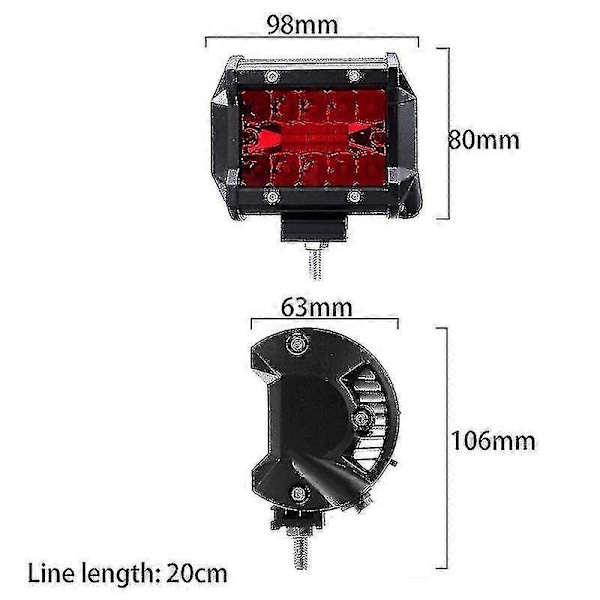 2x 4 tuuman punainen LED-työvalopalkki, leveä valokeila, kohdevalo, ajovalo, sumuvalo, maastoauto, kuorma-auto, vene 2781 Walkbee-Perfet