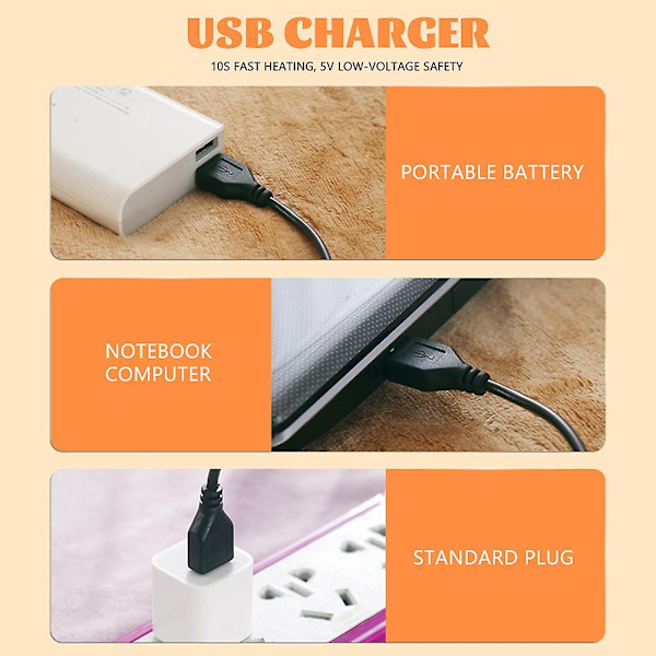 USB kroppsvarmeteppe Vinter bærbart elektrisk varmeteppe 5V sovesal Vaskbart Sikkerhet Lavspentteppe - Perfet Camel