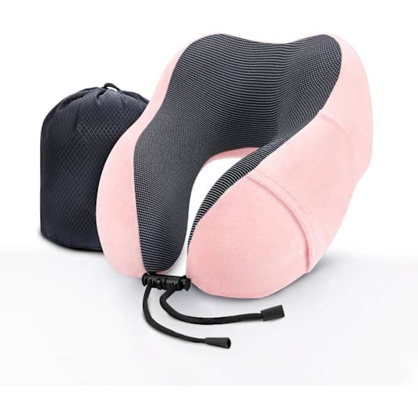 Resenackkudde, mjuk och bekväm stöd av minneskum, perfekt för flygresor, U-formad sovkudde, rosa Pink 0