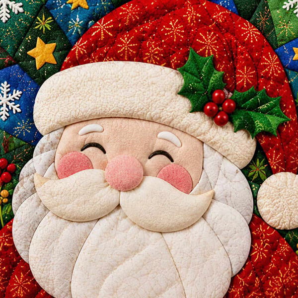 Kinusaiga tekstilkunstsett | DIY 3D-julesett med tekstilstempling for voksne Santa Claus
