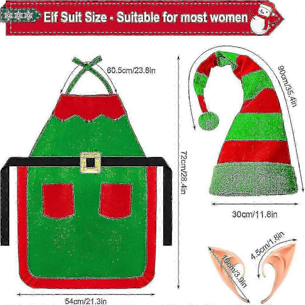 Jultomtenissdräkt Unisex Vuxen Förklädesset Julfestival Randig Tomtenissehjälpare Rollspel Set - Perfekt C