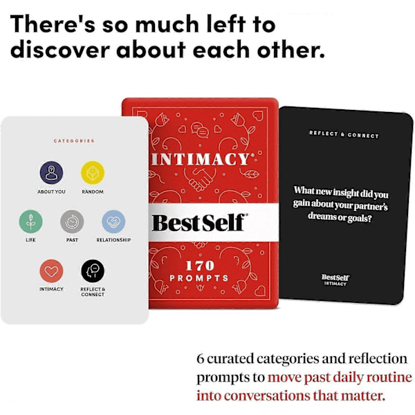 2025 Seneste Model BestSelf Intimacy Deck 150 Samtalestartere for Par - Perfekt