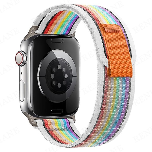 Egnet for Trail Loop Strap for Apple Watch Band Ultra 8 7 6 5 3 Klokke 49mm 45mm 40mm 44mm 41mm 42mm 38mm Nylon Correa armbånd Iwatch Series Watch Rainbow 42mm 44mm 45mm 49mm