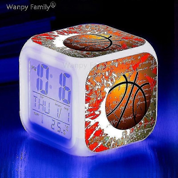 Basketbollväckarklocka 7 Färgförändring Multifunktionell Noctilucence Elektronisk Klocka Barn Väckarklocka för Tw-Perfet light green